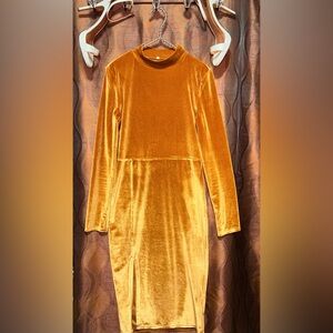 Elegant Velvet Gold Dress